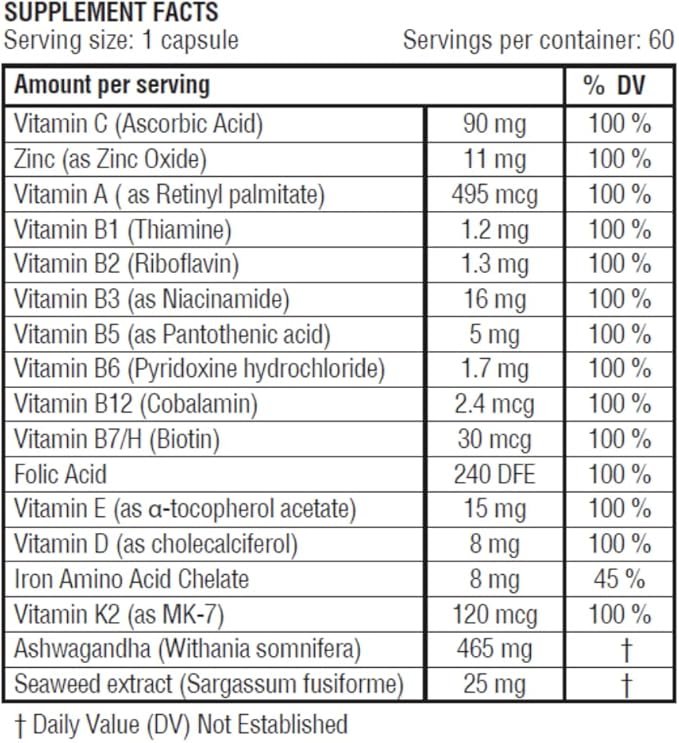 Obel Daily Multivitamin | with Ashwaganda and Seaweed | Optimum Health for Adults