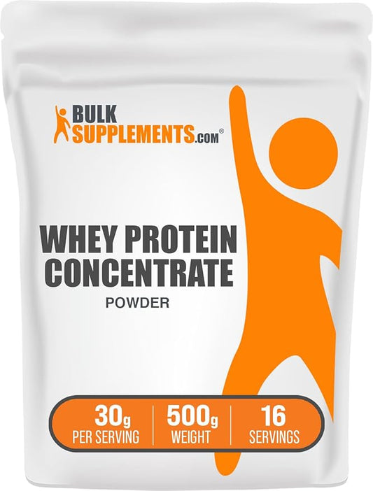 BulkSupplements.com Whey Protein Concentrate Powder 80% - Unflavored Protein Powder, Flavorless Protein Powder, Whey Protein Powder - Gluten Free, 30g per Serving, 500g (1.1 lbs) (Pack of 1)