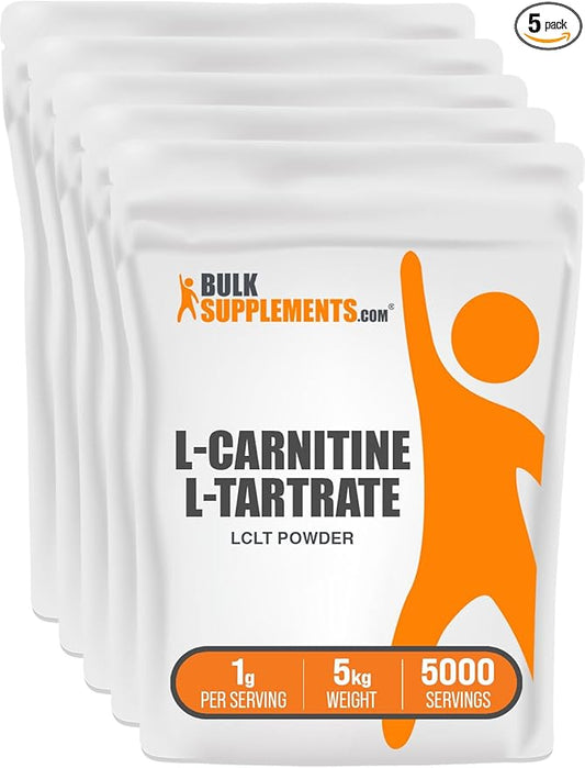 BulkSupplements.com L-Carnitine Tartrate Powder - Carnitine Supplement, L-Carnitine L-Tartrate, L Carnitine 1000mg - Unflavored & Gluten Free, 1000mg per Serving, 5kg (11 lbs) (Pack of 5)