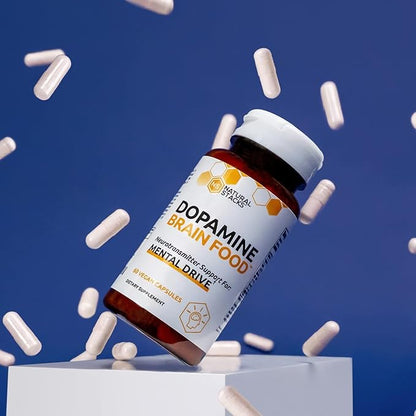 NATURAL STACKS Dopamine Focus Supplement w/L-Tyrosine - Promotes Mental Drive, Clarity & Focus - Dopamine Brain Food Supplement - Supports Mental Energy - 60 Capsules