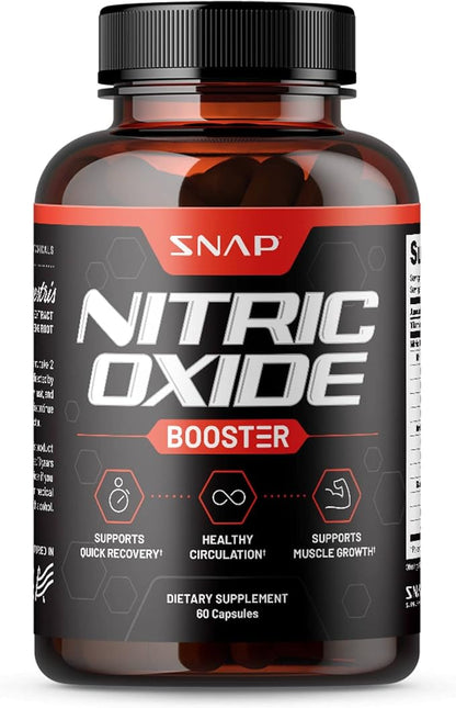 Snap Supplements Nitric Oxide Booster, Nitric Oxide Supplement for Blood Circulation and Blood Flow, 60 Capsules