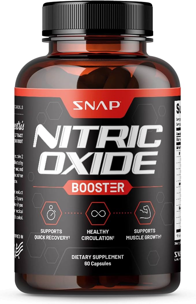 Snap Supplements Nitric Oxide Booster, Nitric Oxide Supplement for Blood Circulation and Blood Flow, 60 Capsules