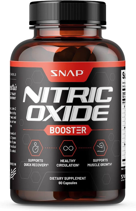 Snap Supplements Nitric Oxide Booster, Nitric Oxide Supplement for Blood Circulation and Blood Flow, 60 Capsules