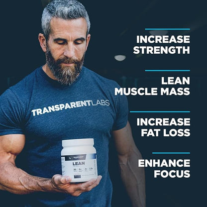 Transparent Labs Lean Pre-Workout - Body Recomposition Pre Workout for Men and Women with Acetyl L-Carnitine, Beta Alanine Powder, & PurCaf Organic Caffeine Powder - 30 Servings, Blue Raspberry