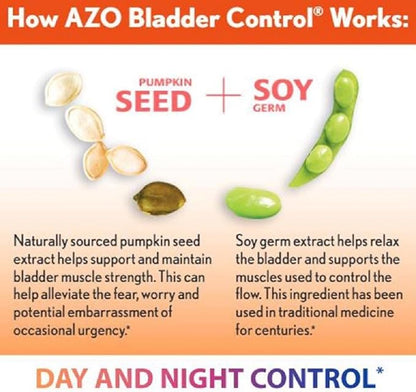 AZO Bladder Control with Go-Less Daily Supplement | Helps Reduce Occasional Urgency & Leakage | 54 Count Cranberry Urinary Tract Health | 100 Softgels