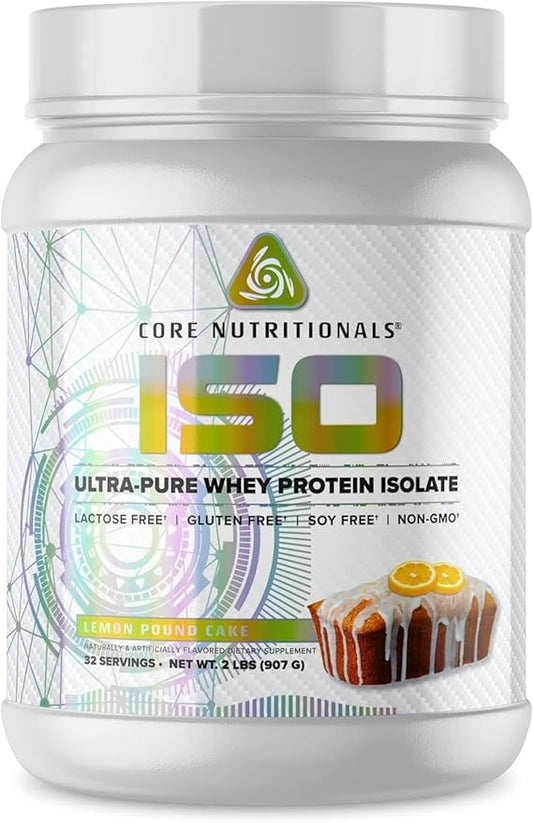 Core Nutritionals ISO, 100% Micro Filtered, Zero Artificial Fillers, 25g Whey Protein Isolate, 32 Servings (Lemon Pound Cake)