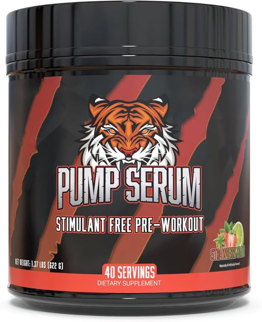 Huge Supplements Pump Serum, Stim Free Pre Workout and Nitric Oxide Booster to Enhance Focus, Pumps, Fulness with No Caffeine, L-Citrulline, GlycerPump, L-Tyrosine, Nitrosigine (Strawberry Mojito)