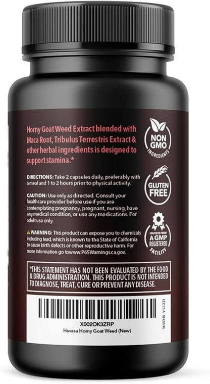 Unisex Horny Goat Weed for Men and Women - Extra Strength Performance and Energy Support with Tongkat Ali & Muira Puama & Saw Palmetto Extract - Never Travel Without Sample Size - 10 Horny Capsules
