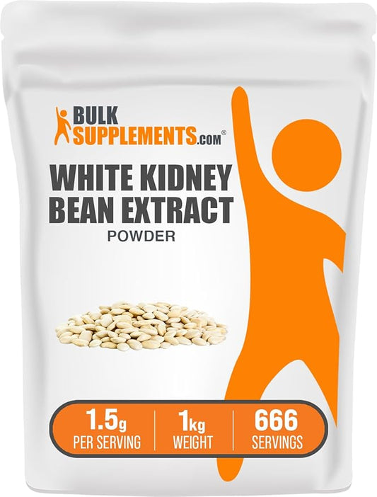 BulkSupplements.com White Kidney Bean Extract Powder - White Kidney Bean Powder, Herbal Supplement - Gluten Free, 1500mg per Serving, 1kg (2.2 lbs) (Pack of 1)