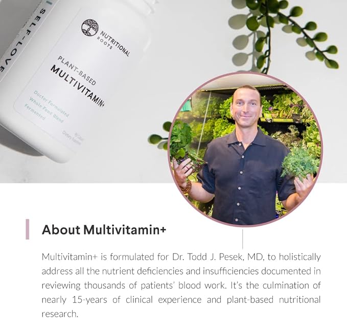 Multivitamin+, Award-Winning Plant-Based (Vegan) Multivitamin, Organic Vegetables & Herbs, Fermented Vitamins, Probiotics, Doctor's Choice, 45 Servings
