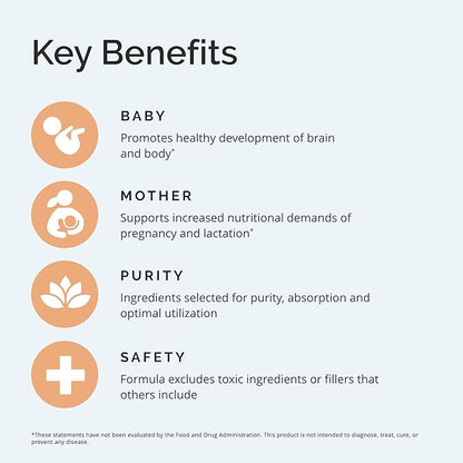 Dr Amen BrainMD Smart Prenatal - 120 Capsules - Multivitamin for Mom & Baby, Promotes Healthy Pregnancy & Growth & Development In Babies - Gluten-Free - 30 Servings