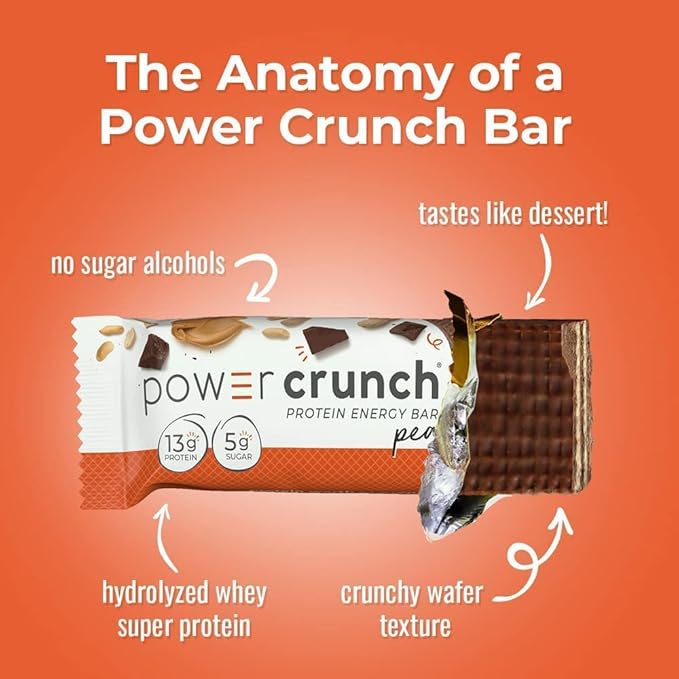 Power Crunch Protein Wafer Bars, High Protein Snacks with Delicious Taste, Peanut Butter Fudge, 1.4 Ounce (12 Count) (Pack of 2)