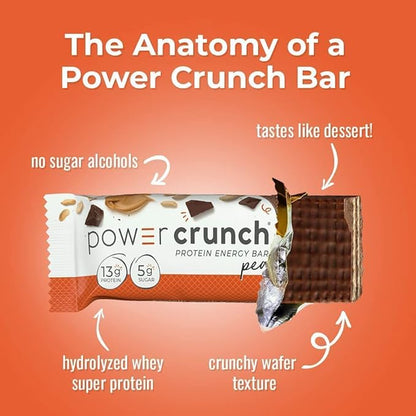 Power Crunch Protein Wafer Bars, High Protein Snacks with Delicious Taste, Peanut Butter Fudge, 1.4 Ounce (12 Count) (Pack of 2)