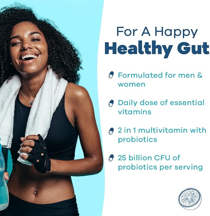 GOBIOTIX Probiotic Multivitamin Supplement - Daily Multivitamins with Probiotics - 25 Billion CFU - Boost Immunity and Digestive Health, Probiotics for Women and Men - Gluten Free Pills - 90 Capsules