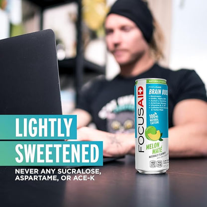 FOCUSAID Energy Blend, Nootropics Drink for Brain Fuel, Alpha-GPC, GABA, B-Complex, Yerba Mate, Green Tea, 100% Clean,100mg Natural Caffeine, 12 Fl Oz (Pack of 24)