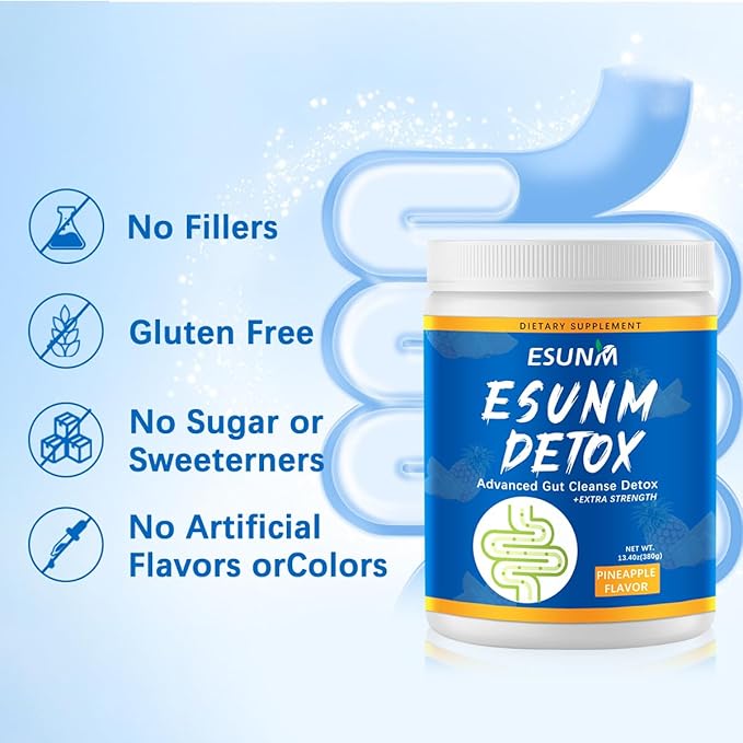 EUSNM Natural Colon Cleanse & Detox,Advanced Gut Cleanse Detox for Women & Men,Detox Powder with Digestive Enzymes & Probiotics, 38 Servings