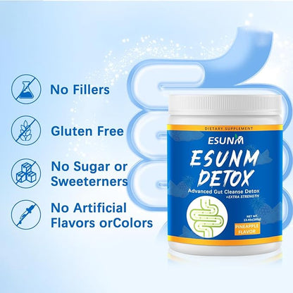 EUSNM Natural Colon Cleanse & Detox,Advanced Gut Cleanse Detox for Women & Men,Detox Powder with Digestive Enzymes & Probiotics, 38 Servings