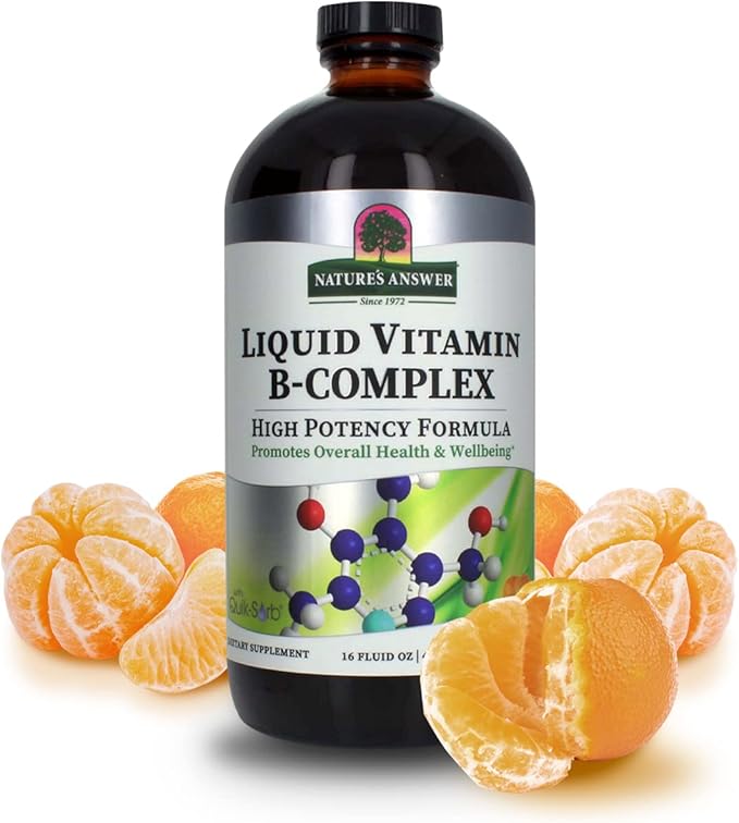 Nature's Answer Liquid Vitamin B-Complex Supports Healthy Energy Levels | Promotes Healthy Nerve Function | All-Natural Tangerine Flavor | Gluten-Free & Benzoate-Free 16oz