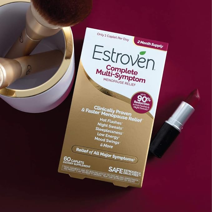 Estroven Complete Multi-Symptom Menopause Supplement for Women, 28 Ct., Clinically Proven Ingredient Provide Menopause Relief & Night Sweats & Hot Flash Relief, Drug-Free & Non-GMO