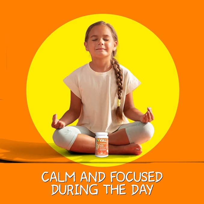 VAL Chewable Magnesium for Kids, Relaxation and Calm Formula, Glycinate, Citrate, Taurate, Vitamin B6, D, C, Natural Orange Flavor, Sugar Free, Gluten Free, Non-GMO, 60 Chewable Tablets