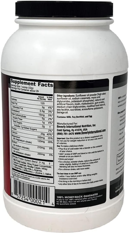Beverly International UMP Protein Powder, Vanilla. Unique Whey-Casein Ratio Builds Lean Muscle. Easy to Digest. No Bloat. (32.8 oz) 2lb .8 oz
