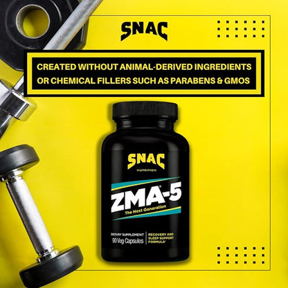 SNAC ZMA-5 Sleep Aid Supplement, Promote Muscle Recovery & Growth, Immune Support, & Restorative Sleep with Zinc, Magnesium & 5-HTP, Post Workout, Before Bed ZMA Supplements 180 Count (2 Pack)