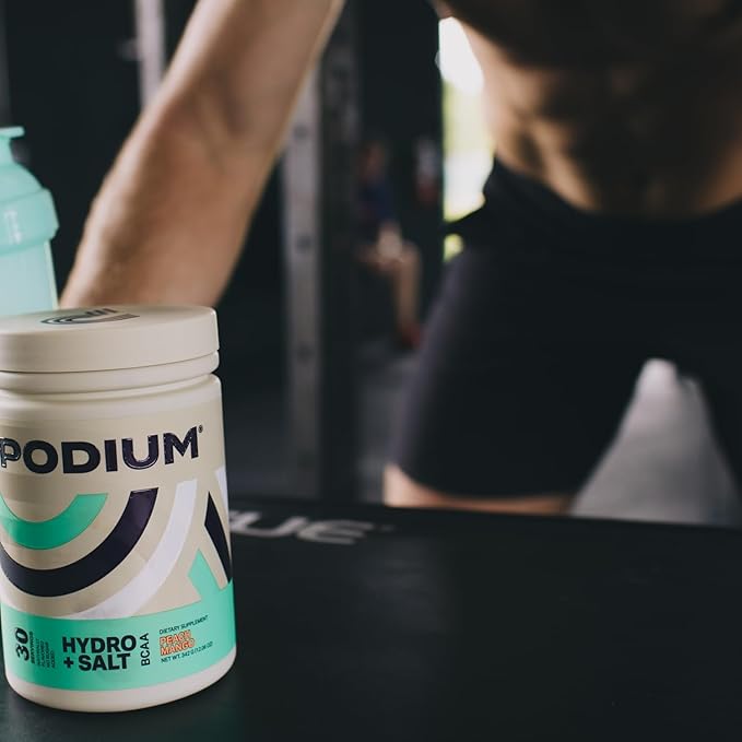 Podium Nutrition, Instantized BCAA Powder, Hydro and Salt, Mango Peach, 30 Servings, Electrolytes, Hydration, Recovery