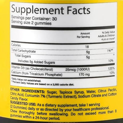Calcium & Methyl B12 Vitamins (Cotton Candy & Natural Raspberry)- Ideal Chewable Gummies for Strong Bones & Nerve Function – 2 Bottles