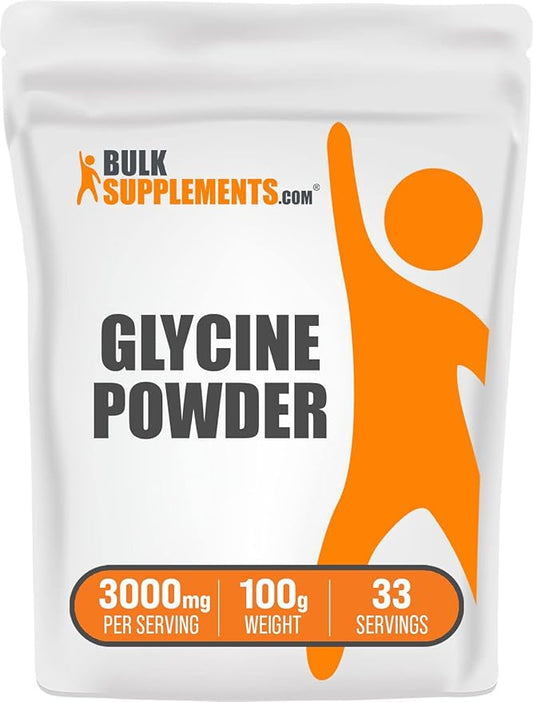 BulkSupplements.com Glycine Powder - L-Glycine Powder, Glycine Supplements, Glycine 3000mg - Glycine Amino Acid, Pure & Gluten Free - 3000mg per Serving, 100g (3.5 oz)