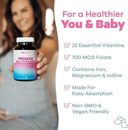 GOBIOTIX Prenatal Vitamins for Women | Vitamins with Iron, Calcium, Vitamin D2, C, Zinc & Folic Acid for Pregnant Women | Pre & Post Pregnancy - Once Daily Multivitamin Capsules, Non-GMO