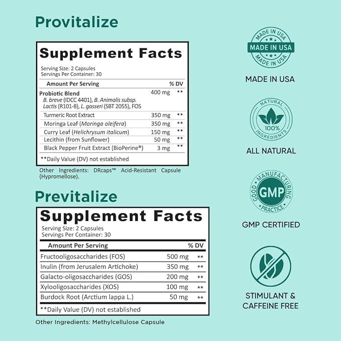 BB Company Slim Gut Bundle | Prebiotics and Probiotics for Women - Bloating Relief - Pre and Probiotics - Provitalize & Previtalize | Value Bundle | Packaging Vary | 30 Day Supply