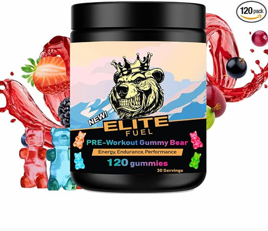 Pre Workout Gummies Elite Fuel - Endless Energy, Instant Strength Gain, Intense Pump, Enhanced Energy Output and Improved Athletic Performance, Endurance Performance