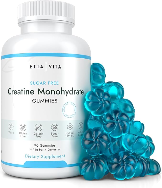 Sugar-Free Creatine Monohydrate Gummies (1g/Gummy) Potent Creatine Gummies for Men & Women, Creatine Supplement for Muscle Support, Cellular Energy, Cognitive Function - Non-GMO, Gluten-Free, Vegan