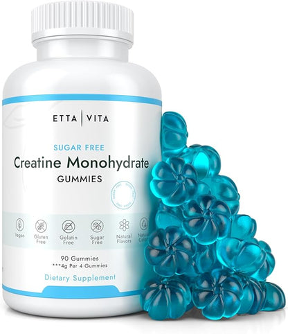 Sugar-Free Creatine Monohydrate Gummies (1g/Gummy) Potent Creatine Gummies for Men & Women, Creatine Supplement for Muscle Support, Cellular Energy, Cognitive Function - Non-GMO, Gluten-Free, Vegan