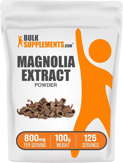 BulkSupplements.com Magnolia Bark Extract Powder - Magnolia Officinalis, Magnolia Bark Supplement, Magnolia Extract - Gluten Free, 800mg per Serving, 100g (3.5 oz) (Pack of 1)