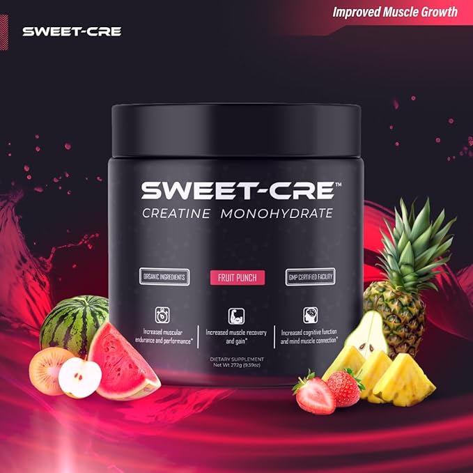 Creatine Monohydrate – 5g Creatine Monohydrate Powder – Advanced Creatine for Women and Men – Bulk Supplements Creatine with Organic Ingredients – Delicious Fruit Punch Flavor – 9.8oz