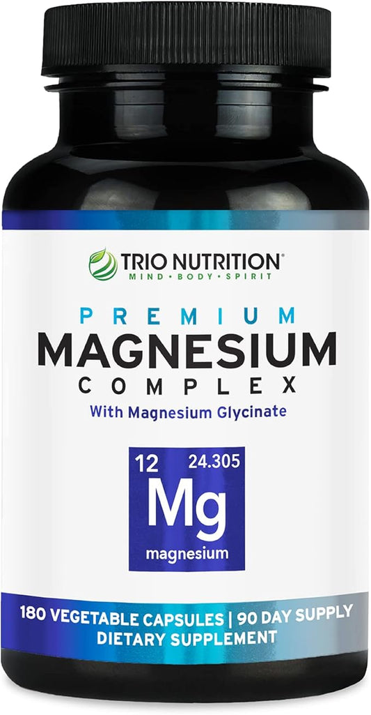 Trio Nutrition Magnesium Complex 90 Day Supply 420 mg | Calm, Relax, Stress Relief, and Muscle Recovery |Magnesium Glycinate Supplement with Vitamin B6 for Rapid Absorption*