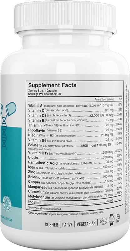 Nutri Supreme Multivitamin for Men and Women with Over 20 Vitamins and Minerals, Daily Nutritional Supplement for Immune Support, Kosher, Vegetarian, 90 Day Supply