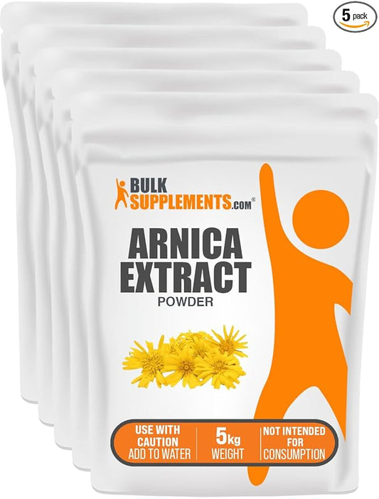 BulkSupplements.com Arnica Extract Powder - Herbal Supplements, from Dried Arnica Flower, Arnica Powder - Arnica Montana Extract, Servings Vary, 5kg (11 lbs) (Pack of 5)