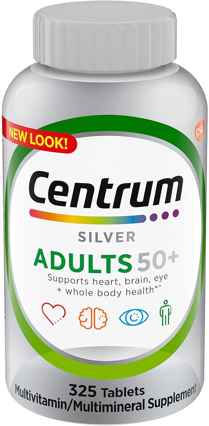 Centrums Silver Adults 50+ Multivitamin, 325 Tablets Bundle - Adult Multi & Letter Vitamins Herbals & Dietary Supplements for Body Health