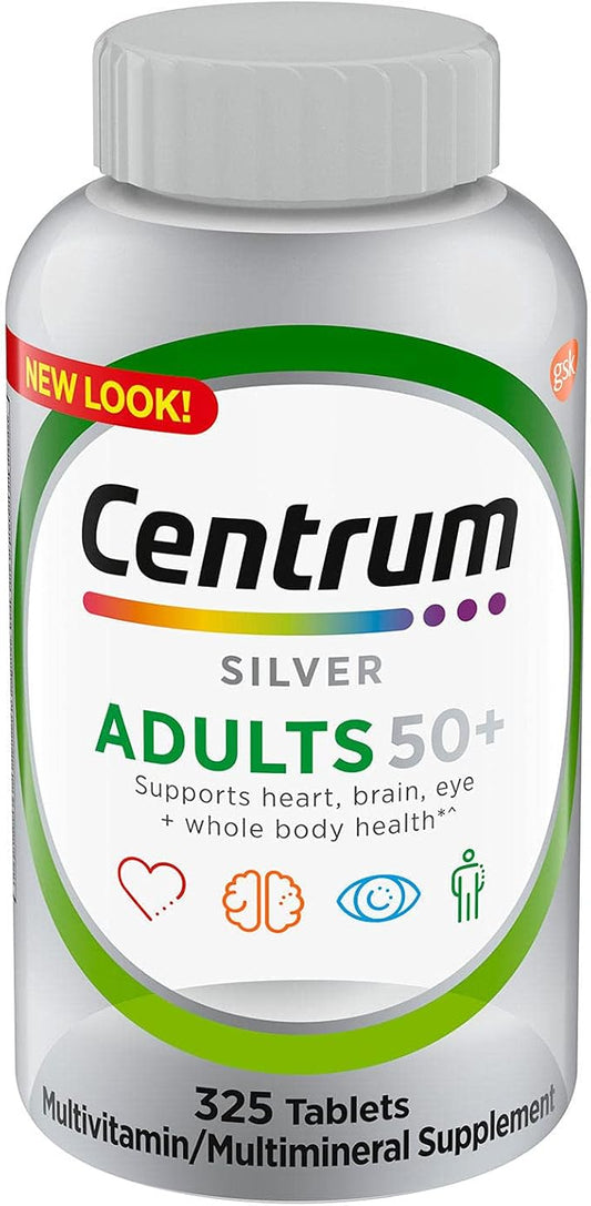 Centrums Silver Adults 50+ Multivitamin, 325 Tablets Bundle - Adult Multi & Letter Vitamins Herbals & Dietary Supplements for Body Health