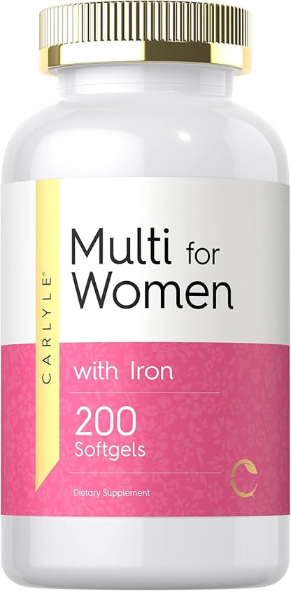 Carlyle Multivitamin for Women | 200 Softgels | with Iron | Nutritional Support Supplement | Non-GMO & Gluten Free
