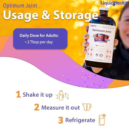 LIQUIDHEALTH 32 Oz Optimum Joint Support Supplement with Glucosamine Chondroitin MSM Hyaluronic Acid - Triple Strength Liquid Vitamins, Gluten-Free, Sugar-Free, Dairy-Free, Soy-Free Joint Juice