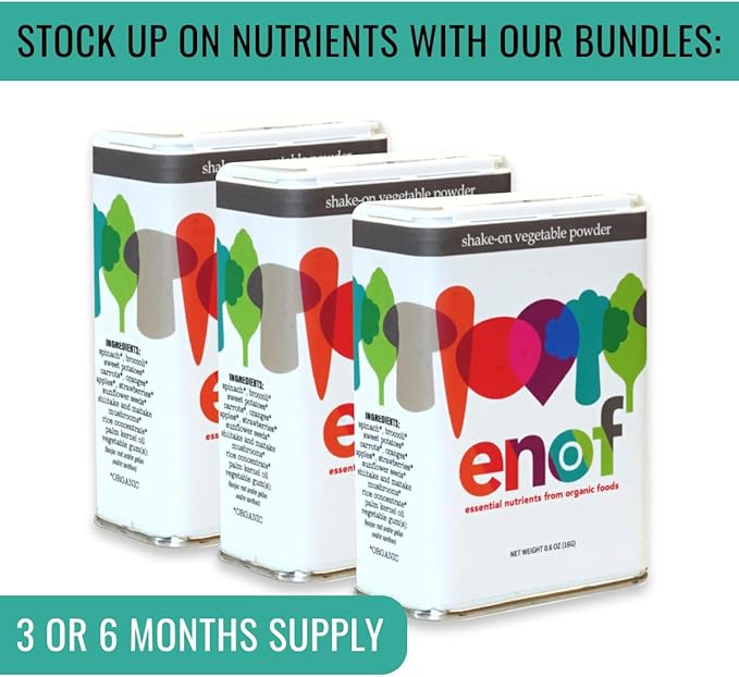 ENOF Organic Fruit & Vegetable Powder Supplement Kids & Adults, 10 Clean Ingredients, Strawberry, Spinach & More, Gluten-Free Non-GMO, 1 Mo. Supply