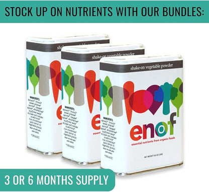 ENOF Organic Fruit & Vegetable Powder Supplement Kids & Adults, 10 Clean Ingredients, Strawberry, Spinach & More, Gluten-Free Non-GMO, 1 Mo. Supply