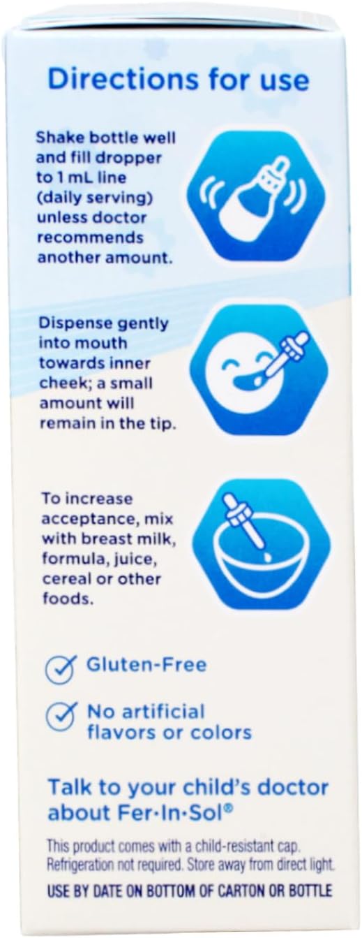 Enfamil Fer-In-Sol Iron Supplement Drops for Infants & Toddlers, Supports Brain Development, 50 mL Dropper Bottle, Pack of 2