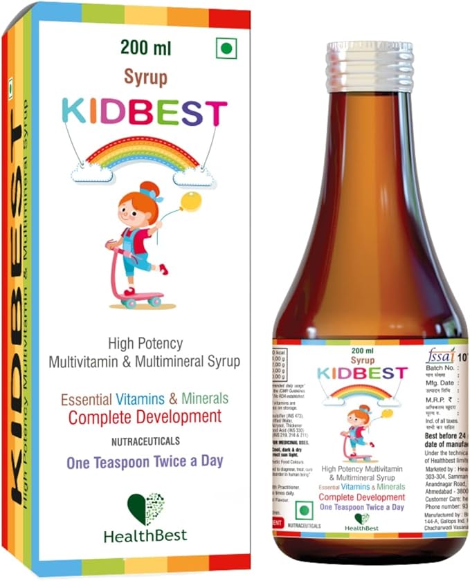 Kidbest Multivitamin Syrup for 3-13 Years Kids | 200ml