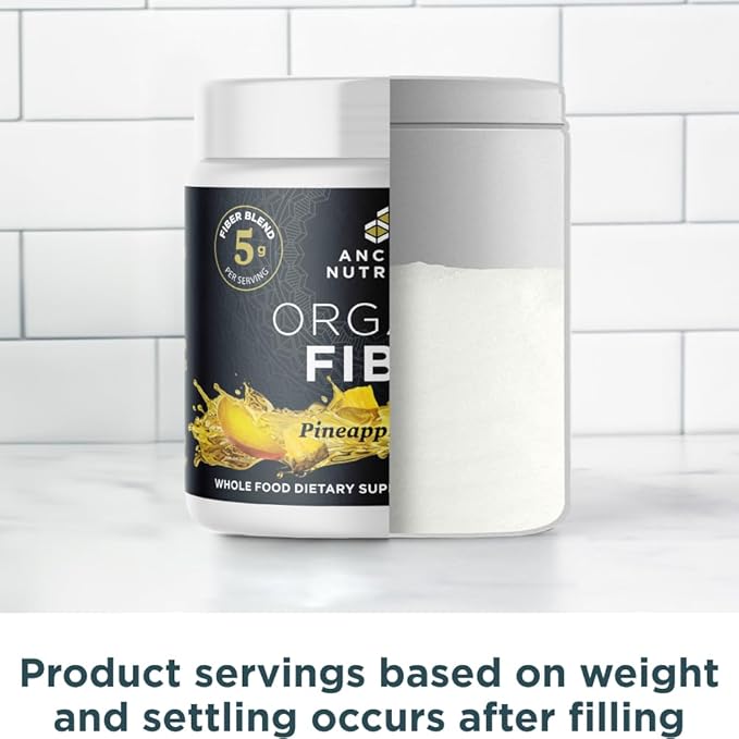 Ancient Nutrition Organic Fiber Powder, Pineapple Mango, Soluble Fiber from Acacia & Konjac Root, Supports Digestive Health, Reduces Bloating, 6.4 oz