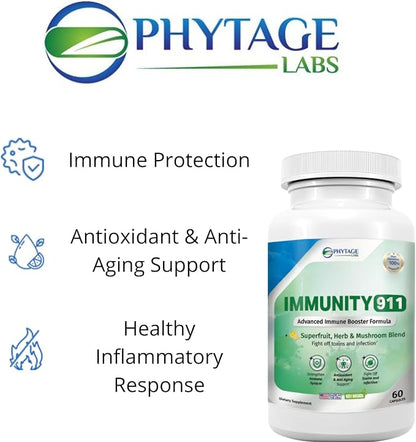 Immunity 911 Supplement - with Natural Ingredients Like Turmeric, Vitamin C, B6, E, Zinc - High Potency Immune Support -60 Capsules