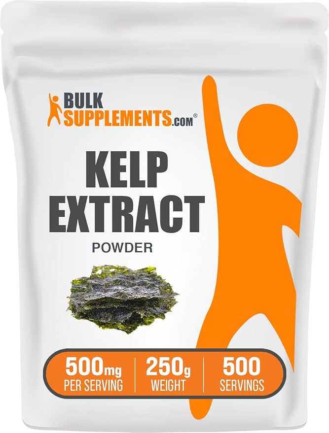 BulkSupplements.com Kelp Extract Powder - Kelp Supplement, Kelp Powder, Brown Seaweed Extract - Seaweed Supplement, Gluten Free, 500mg per Serving, 250g (8.8 oz) (Pack of 1)